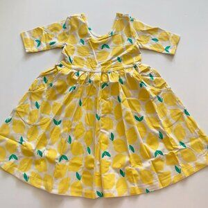 NEW Hanna Andersson Lemon Girl Skater Dress with Pockets 5T